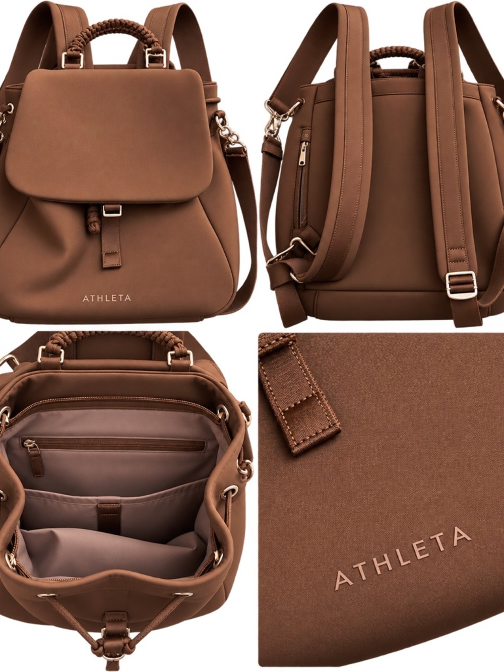Athleta Chestnut Brown Neoprene Everyday Backpack